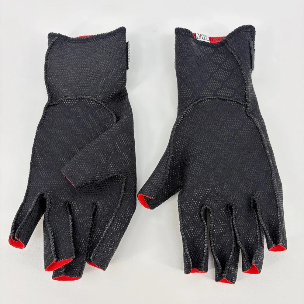 Thermoskin Arthritic Gloves Women M Black Red Fingerless Compression Therapeutic